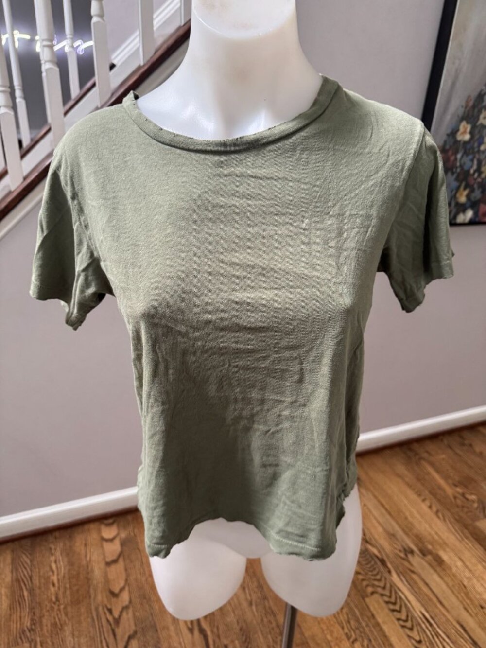 AMO Denim Classic Tee T Shirt in Army Green XS